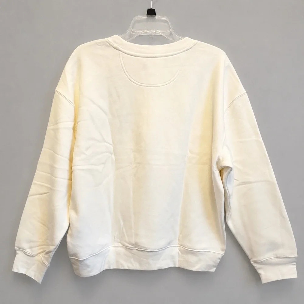 NWT Esprit Embroidered Logo Crewneck Sweatshirt M Cream Retro Viral 80s Costco - Picture 5 of 8